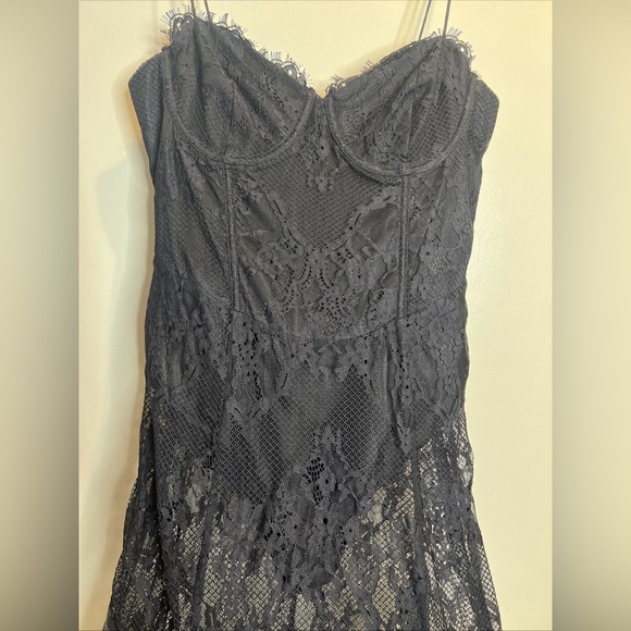 Free People For Love & Lemons Shirley Lace Bodysuit Maxi Dress XL - Picture 6 of 9